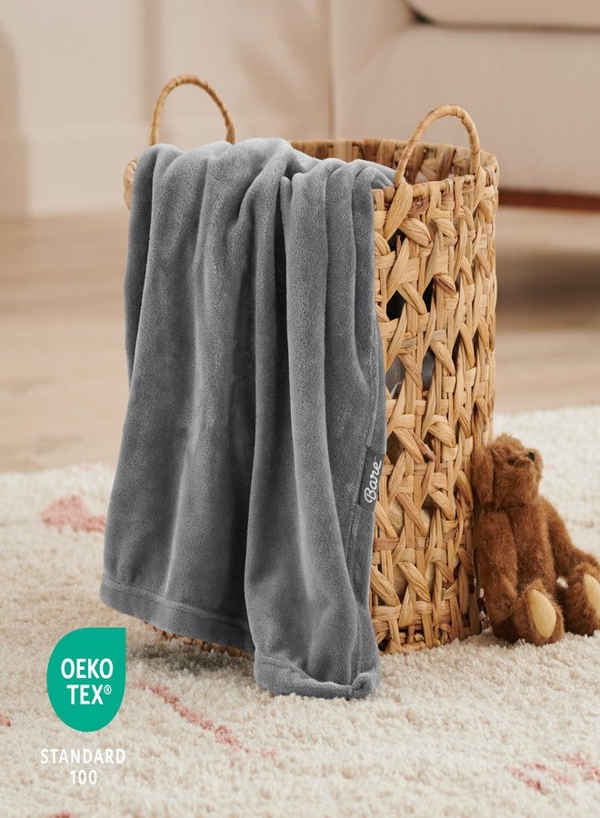 Bare Home Fleece Blanket - Baby Size - Ultra-Soft Lightweight for Bed, Sofa, and Couch - Luxury Microplush - Cozy Warm Blanket (Baby, Grey) - Image 3